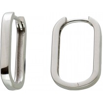 Ovale Hoops Creolen Ohrringe Weißgold 585 14K Klapp Scharnier