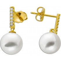 Perlen Ohrstecker Gold 585 14K Südseeperlen Natur Diamanten