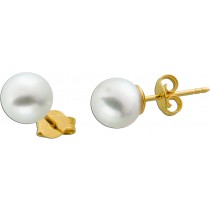 Perlenohrstecker Gelbgold 585 14 K Südseeperlen 9mm
