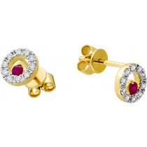Happy Lady Rubin Ohrringe Gold 585 14K Diamanten Natur Edelsteine