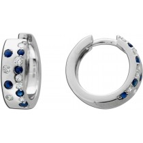 Saphir Creolen Weißgold 585 14K Diamanten Natur Edelsteine