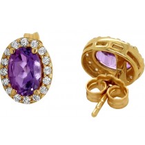 Amethyst Ohrringe Gold 585 14K lila Natur Edelsteine Zirkonia 