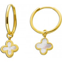 Perlmutt Creolen Gelbgold 333 8K weißer Natur Edelstein