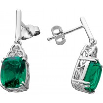 Smaragd Ohrstecker Weißgold 585 14K Labor Smaragde Lab Grown Diamanten