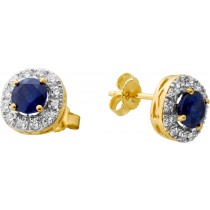 Saphir Ohrringe Gold 585 14K Natur Edelsteine Lab Grown Diamanten