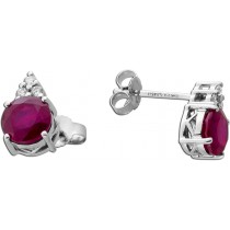 Rubin Ohrringe Weißgold 585 14K Natur Edelsteine Lab Grown Diamanten