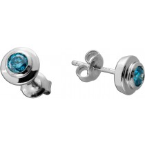 Solitär Ohrstecker Platin 950 blaue Natur Diamanten 0.50ct