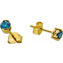 Brillant Ohrstecker Gold 585 14K Blaue Natur Diamanten 0.50ct