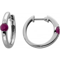 Rubin Creolen Platin 950 Diamanten 0.05ct Natur Edelsteine