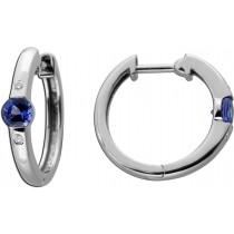 Tansanit Creolen Platin 950 Diamanten 0.05ct Natur Edelsteine