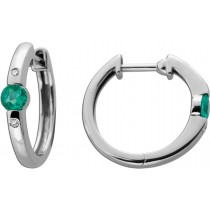 Smaragd Creolen Platin 950 Diamanten 0.05ct Natur Edelsteine