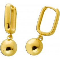 Ovale Creolen Kugel Anhänger Gold 585 14K