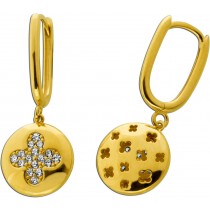 Creolen Ohrhänger Gold 333 8K weiße Zirkonia