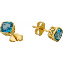 Topas Ohrstecker Gold 585 14K hellblaue Swiss Blautopase 2.64ct 