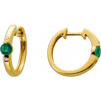 Smaragd Creolen Gold 585 14K grüne Edelsteine Natur Diamanten 0.03ct