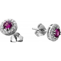 Diamant Ohrringe Platin 950 Natur Rhodolite 0.50ct Lab Grown Diamanten