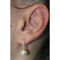 Ohrhänger Gold 585 Natur Diamanten 0.082ct Süßwasserperlen