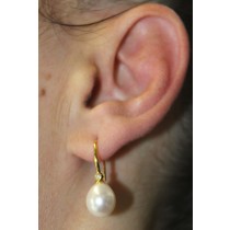 Perlen Ohrringe Gold 585 Natur Diamanten 0.032ct Süßwasserperlen