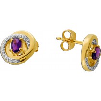 Amethyst Ohrringe Gold 585 lila Amethyste 0.44ct 38 Brillanten 0.13ct  