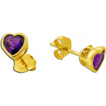 Herz Ohrstecker Gold 14K 585 Amethyst Edelsteine 0.80ct Herzschliff 