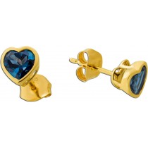 Herz Ohrstecker Gold 14K 585 London Blau Topas Edelsteine 2.00ct