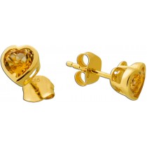 Herz Ohrstecker Gold 585 gelbe natürliche Citrine 