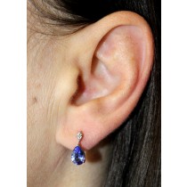 Brillant Ohrstecker Platin 950 nat lila Tansanite 2ct Lab Grown Diamanten