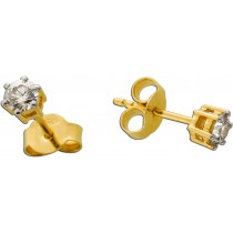 Solitär Ohrstecker Gold 585 14K Champagner Natur Diamanten 0.50ct