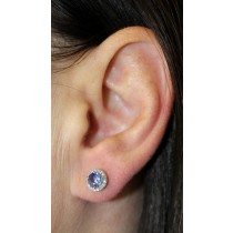 Brillant Ohrringe Platin 950 nat Tansanite 1.06ct Labor Diamanten 0.2ct