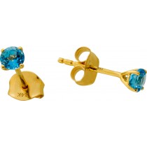 Blautopas Ohrstecker Gold 585 14K nat Swiss Bluetopase 0.66ct