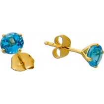 Blautopas Ohrstecker Gold 585 14K nat Swiss Bluetopase 2.07ct 