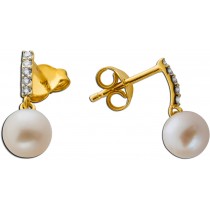 Perlen Ohrstecker Gold 375 9K Labor Diamanten Süßwasserzuchtperlen