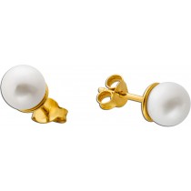 Perlen Ohrstecker 6.8mm Gold 375 9K Süßwasser Zuchtperlen