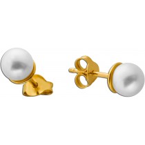 Perlen Ohrstecker 6mm Gold 375 9K Süßwasser Zuchtperlen