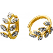 Diamant Creolen Gold 585 14K Natur Diamanten 0.33ct Lorbeerblatt