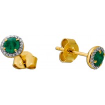 Smaragd Ohrstecker Gold 585 14K nat. Smaragde 0.50ct Lab Grown Diamanten