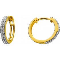 Diamant Creolen 13mm Gold 585 14K Diamanten 0.18ct