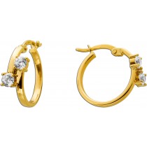 Zirkonia Creolen Gold 333 8 Karat weiße Zirkonia Steine