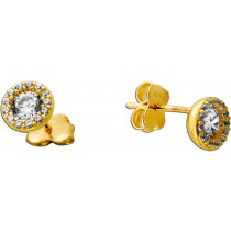 Halo Zirkonia Ohrstecker Gold 333 8 Karat weiße Zirkonia Steine
