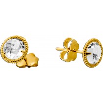 Quarz Ohrstecker Gold 585 14K weiße Natur Quarz Edelsteine 1.2ct