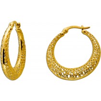 Creolen 25mm Gold 333 8 Karat Bienenwaben design poliert
