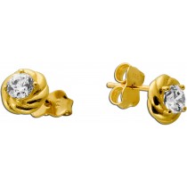 Ohrstecker endlos Gold 333 8K weiße Zirkonia endless