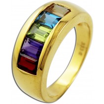 Ring Gelbgold 333 lila Amethyst Blautopas gelber Citrin grüner Peridot roter Granat Edelsteinring_01