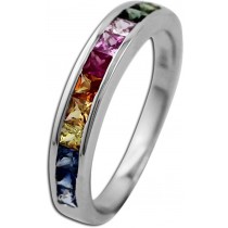 Memoire Ring Weißgold 585 bunte Saphire Edelsteinring_01