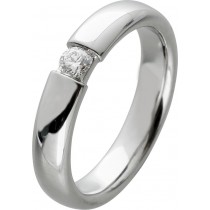 Verlobungsring Weißgold 585 14K Solitär Diamant 0.15ct W SI