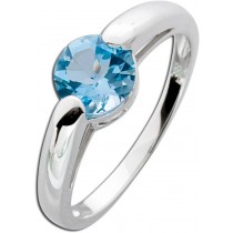 Blautopas/Solitäring Weißgold 333 facettierter Edelsteinring_1 