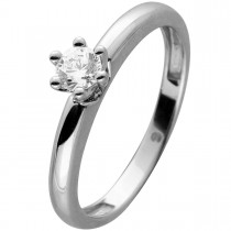 Solitär Ring Weißgold 585 14 Karat Diamant 0.20ct W SI