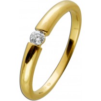 Ring Gelbgold 585 14 Karat Brillant 0,08ct W/SI Spannring Optik 