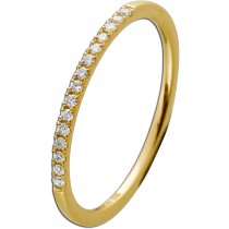 Ring Memoire Alliance Gelbgold 585 14 Karat 15 Diamanten Brillantschliff Total 0,12ct TW/VSI