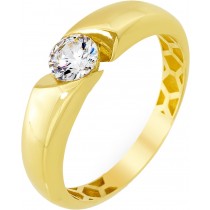 Solitärring Gelbgold 333 8 Karat klarer Zirkonia 